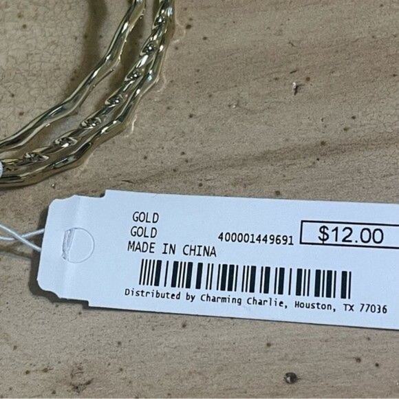 Charming Charlie Braclet Gold Tone Wavy Open Ended Cuff - Picture 6 of 7